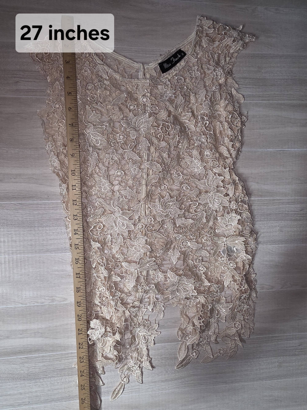 Miss Finch Sz Small Delicate Beige Floral Lace Overlay Tank Top - Picture 7 of 10